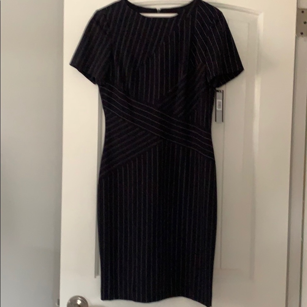 Pinstriped sheath dress